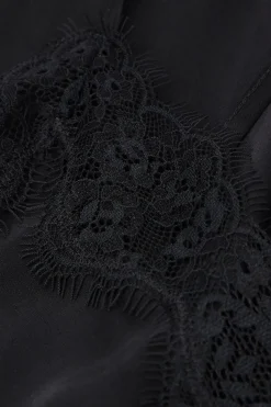 Asymmetric Slip in Viscose Satin with Lace