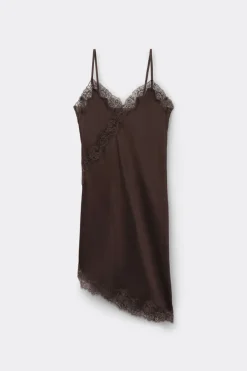 Asymmetric Slip in Viscose Satin with Lace
