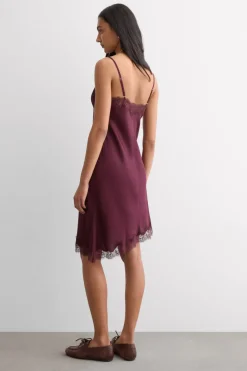 Asymmetric Slip in Viscose Satin with Lace