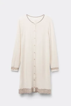 Button-Front Lace Detail Nightdress