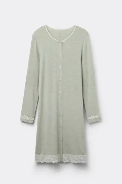 Button-Front Lace Detail Nightdress