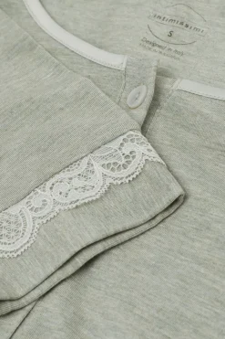 Button-Front Lace Detail Nightdress
