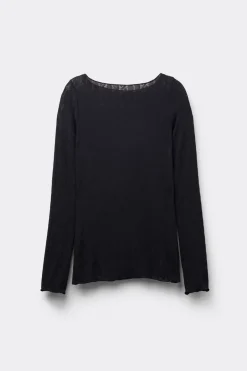 Cable Knit Bateau Neck Top in Ultralight with Cashmere