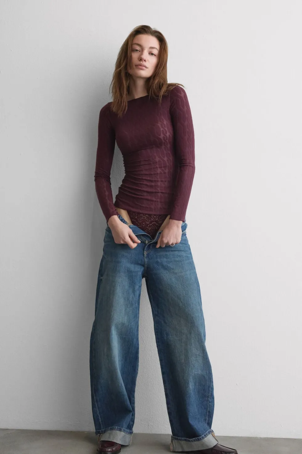Cable Knit Bateau Neck Top in Ultralight with Cashmere