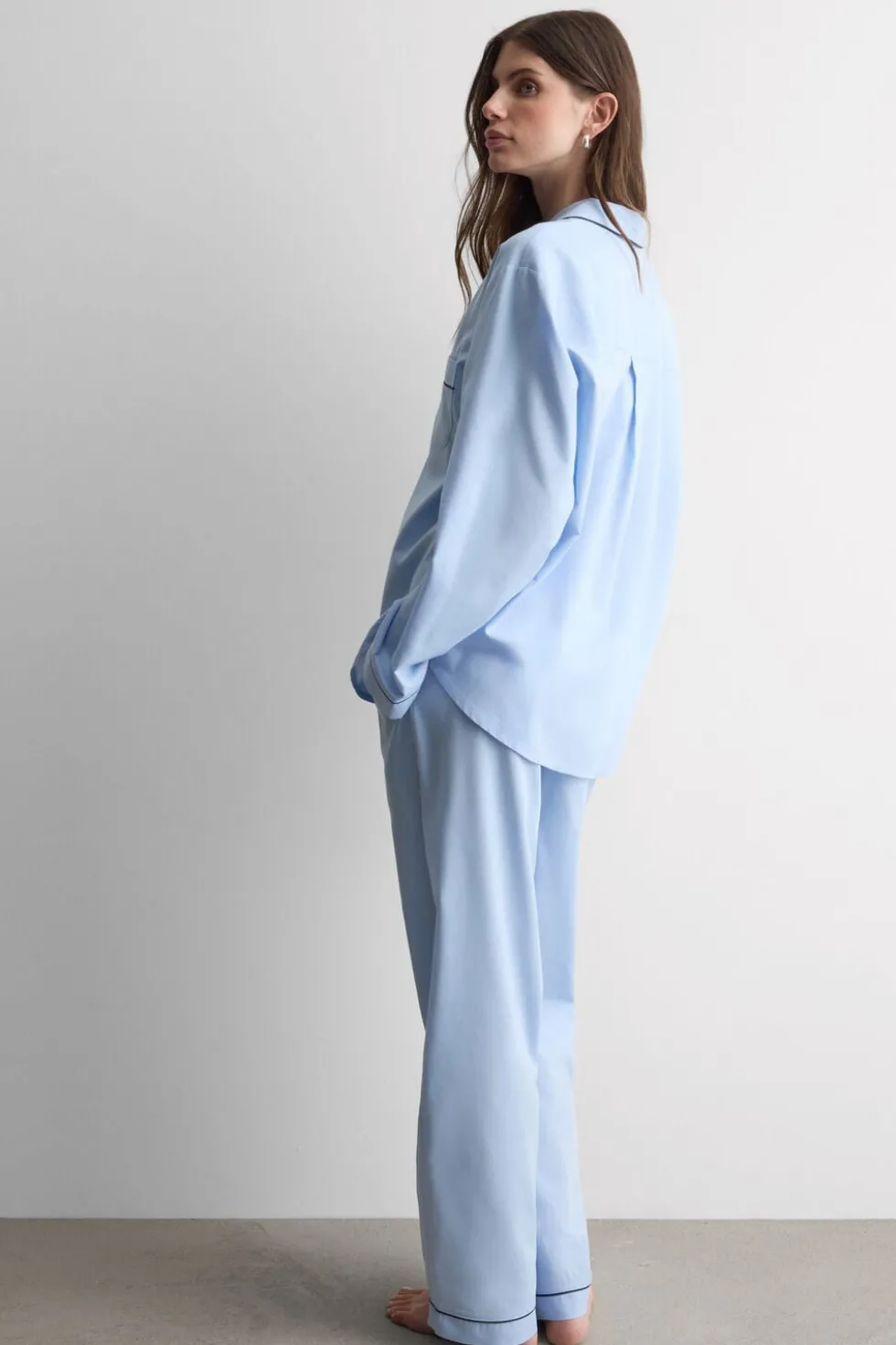 Chambray NI Full Length Pajamas in Cotton and Modal