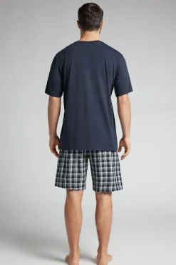Check Cloth and Cotton Short Pajamas