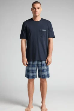 Check Print Cloth and Cotton Short Pajamas