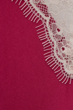 Contrast Lace Trim Silk Chemise