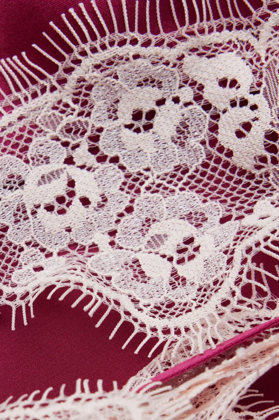 Contrast Lace Trim Silk Top