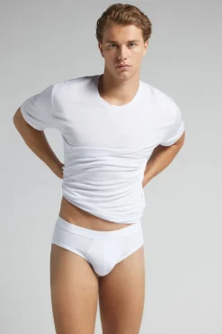 Cotton Briefs with Exposed Elastic