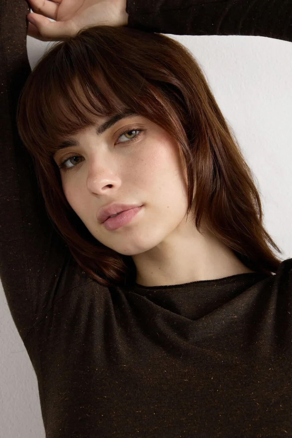 Crewneck Top in Modal Light with Cashmere Lamé