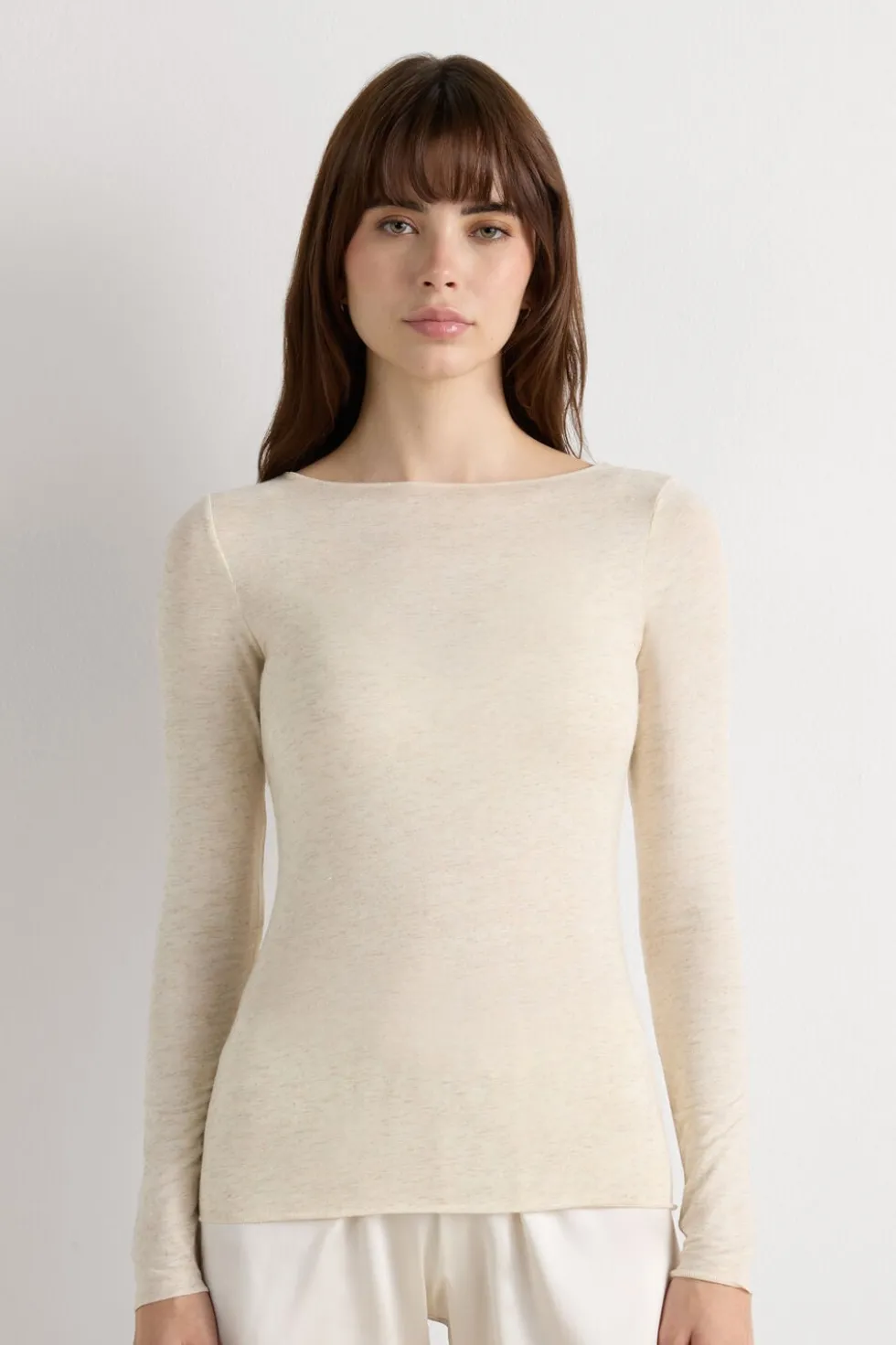 Crewneck Top in Modal Light with Cashmere Lamé