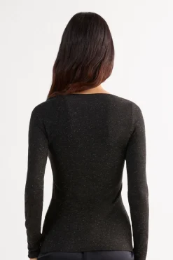 Crewneck Top in Modal Light with Cashmere Lamé
