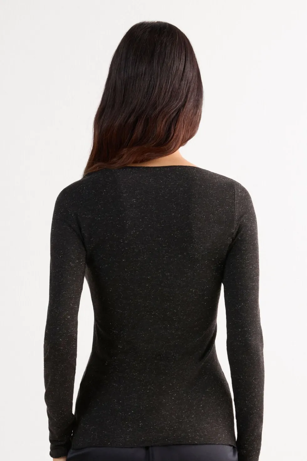 Crewneck Top in Modal Light with Cashmere Lamé
