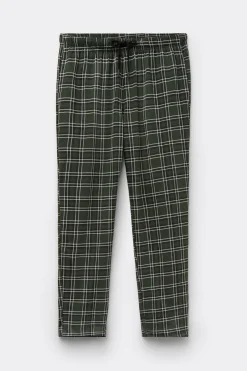 Green Check Print Full Length Cotton Pants