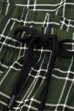 Green Check Print Full Length Cotton Pants