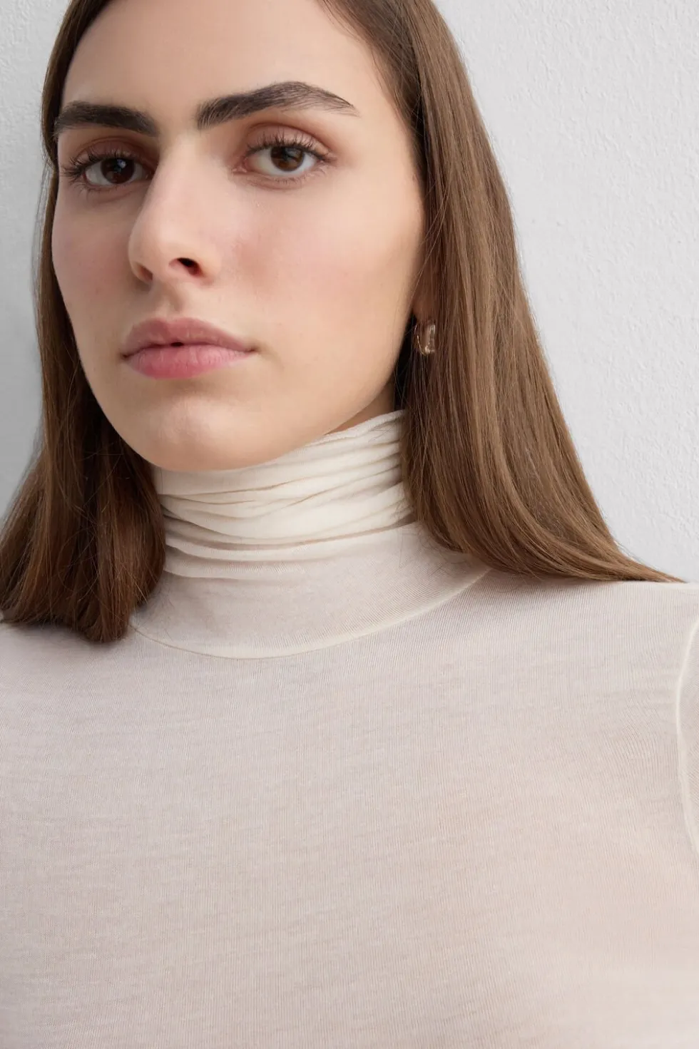 High Collar Bodysuit in Modal Ultralight with Cashmere