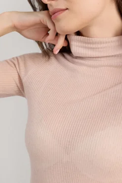 High Collar Top in Ultranatural with Cashmere