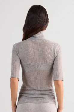 High Collar Top in Ultranatural with Cashmere