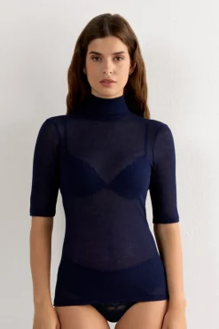 High Collar Top in Ultranatural with Cashmere