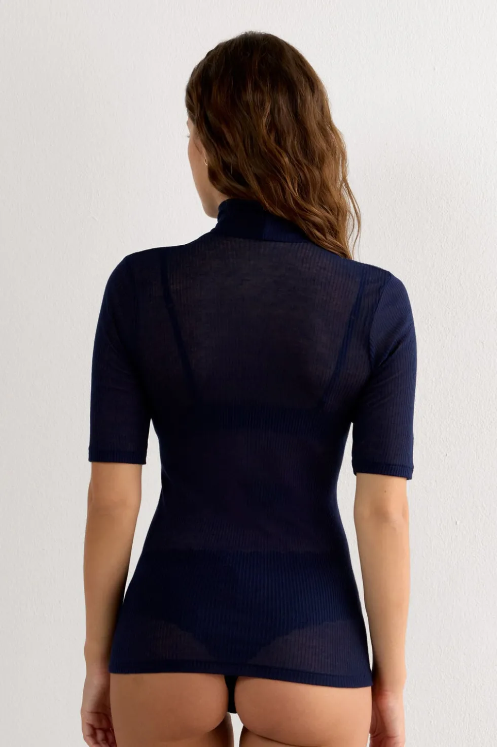 High Collar Top in Ultranatural with Cashmere