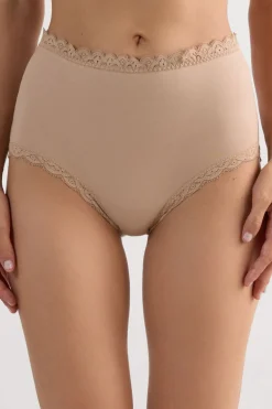 High Rise Cotton and Lace Hipsters