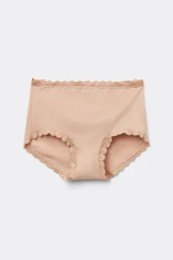 High Rise Cotton and Lace Hipsters