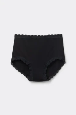 High Rise Cotton and Lace Hipsters