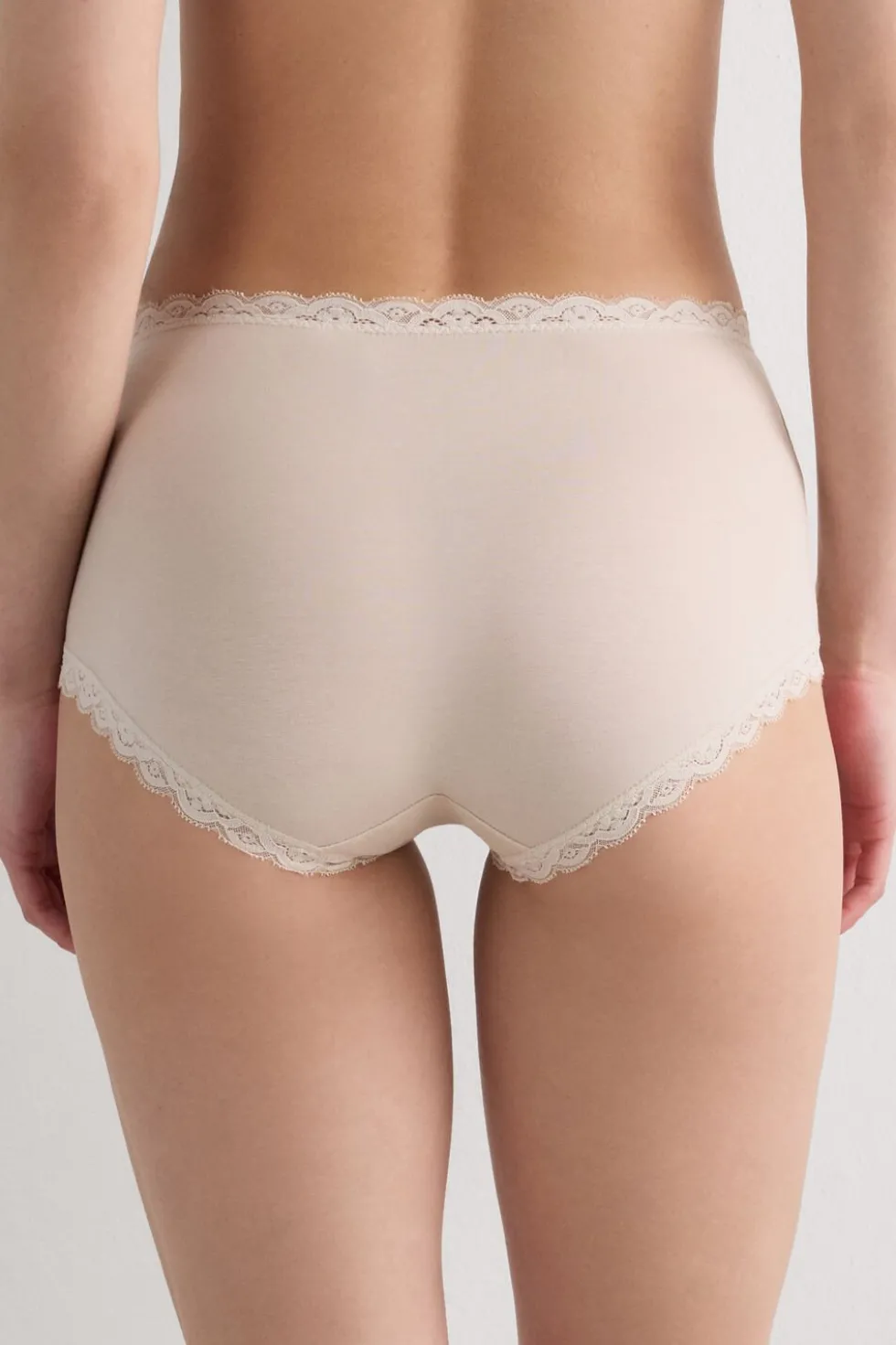 High Rise Cotton and Lace Hipsters