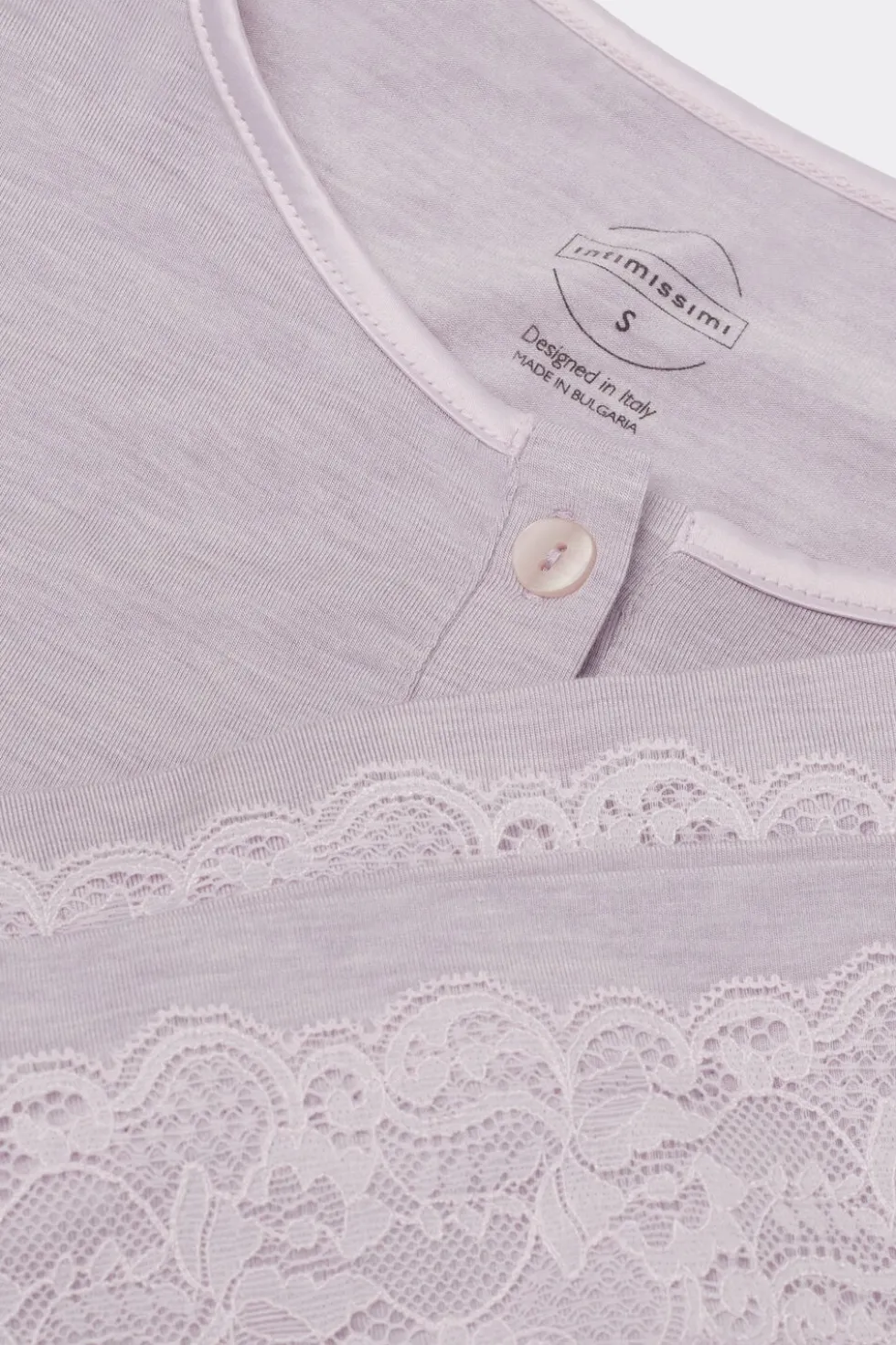 Lace Trim Button Up Full Length Pajamas in Modal