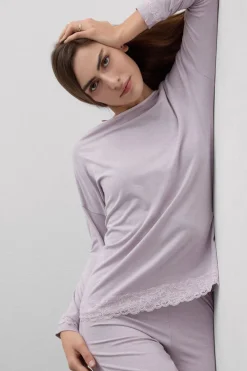 Lace Trim Full Length Pajamas in Modal