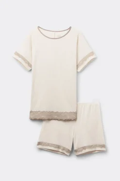Lace Trim Short Pajamas in Modal