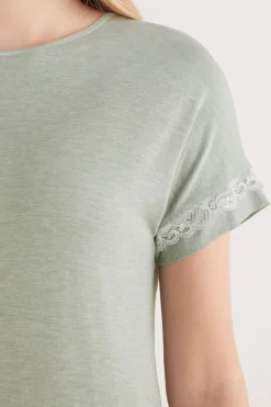 Lace Trim Short Sleeve Nightgown