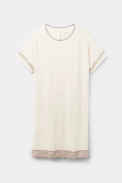 Lace Trim Short Sleeve Nightgown