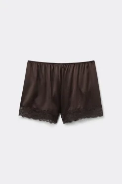 Lace Trim Silk Shorts
