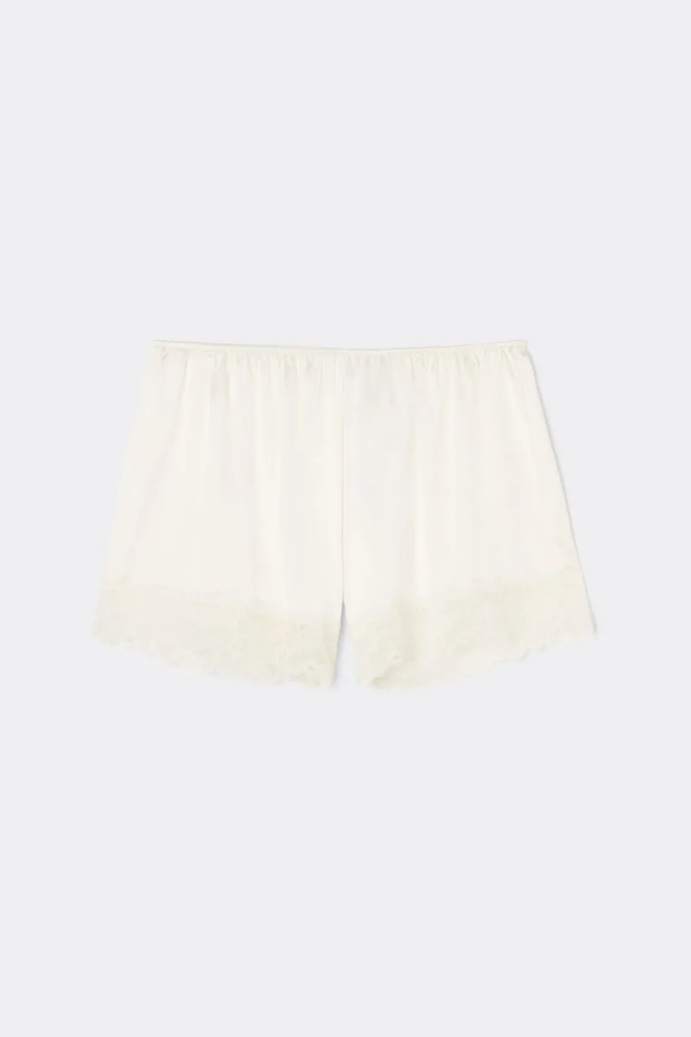 Lace Trim Silk Shorts