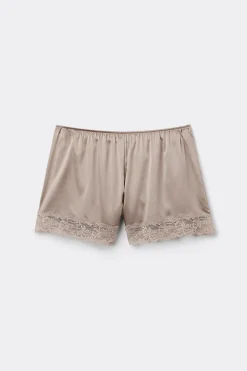 Lace Trim Silk Shorts