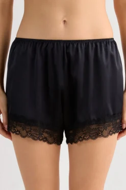 Lace Trim Silk Shorts