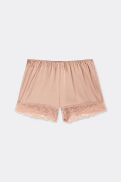 Lace Trim Silk Shorts