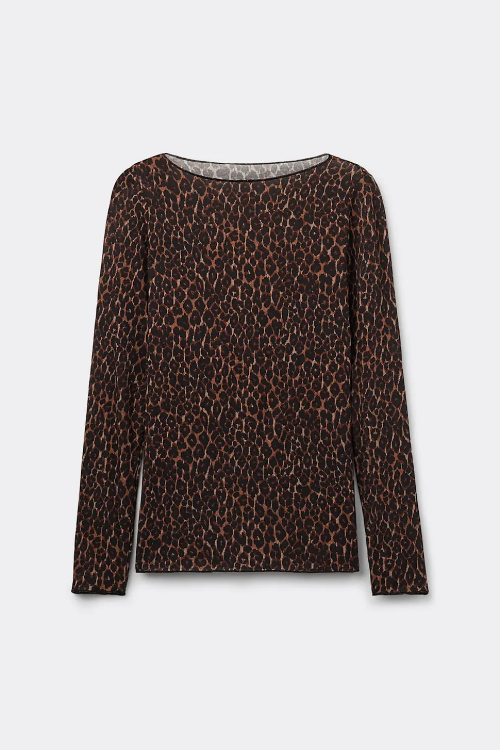 Leopard Print Long Sleeve Top in Ultralight Modal with Cashmere