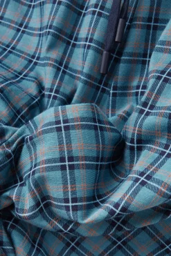 Light Blue Check Print Full Length Cotton Pants