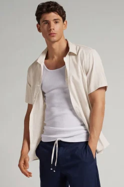 Linen and Cotton Short Sleeve Shirt