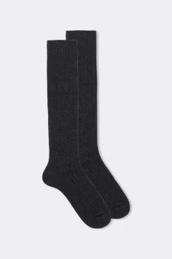 Long Ribbed Socks in Cashmere and Wool