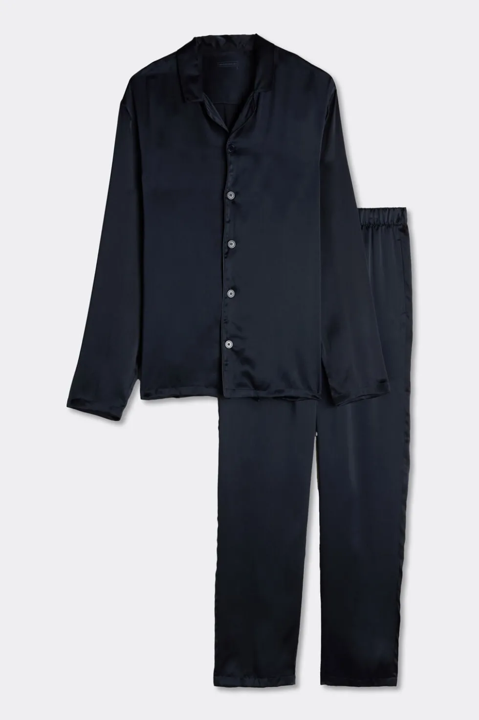 Long Silk Piped Pajamas