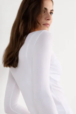 Long Sleeve Bateau Neck Top in Micromodal