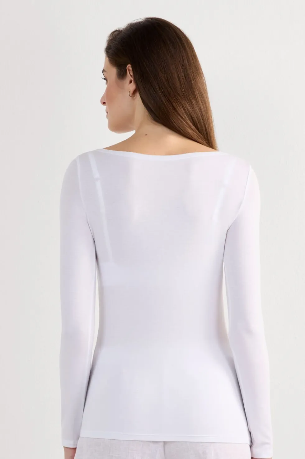 Long Sleeve Bateau Neck Top in Micromodal