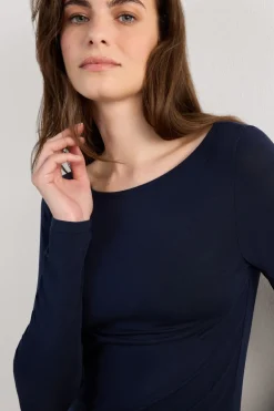 Long Sleeve Bateau Neck Top in Micromodal