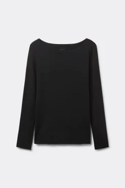 Long Sleeve Bateau Neck Top in Micromodal