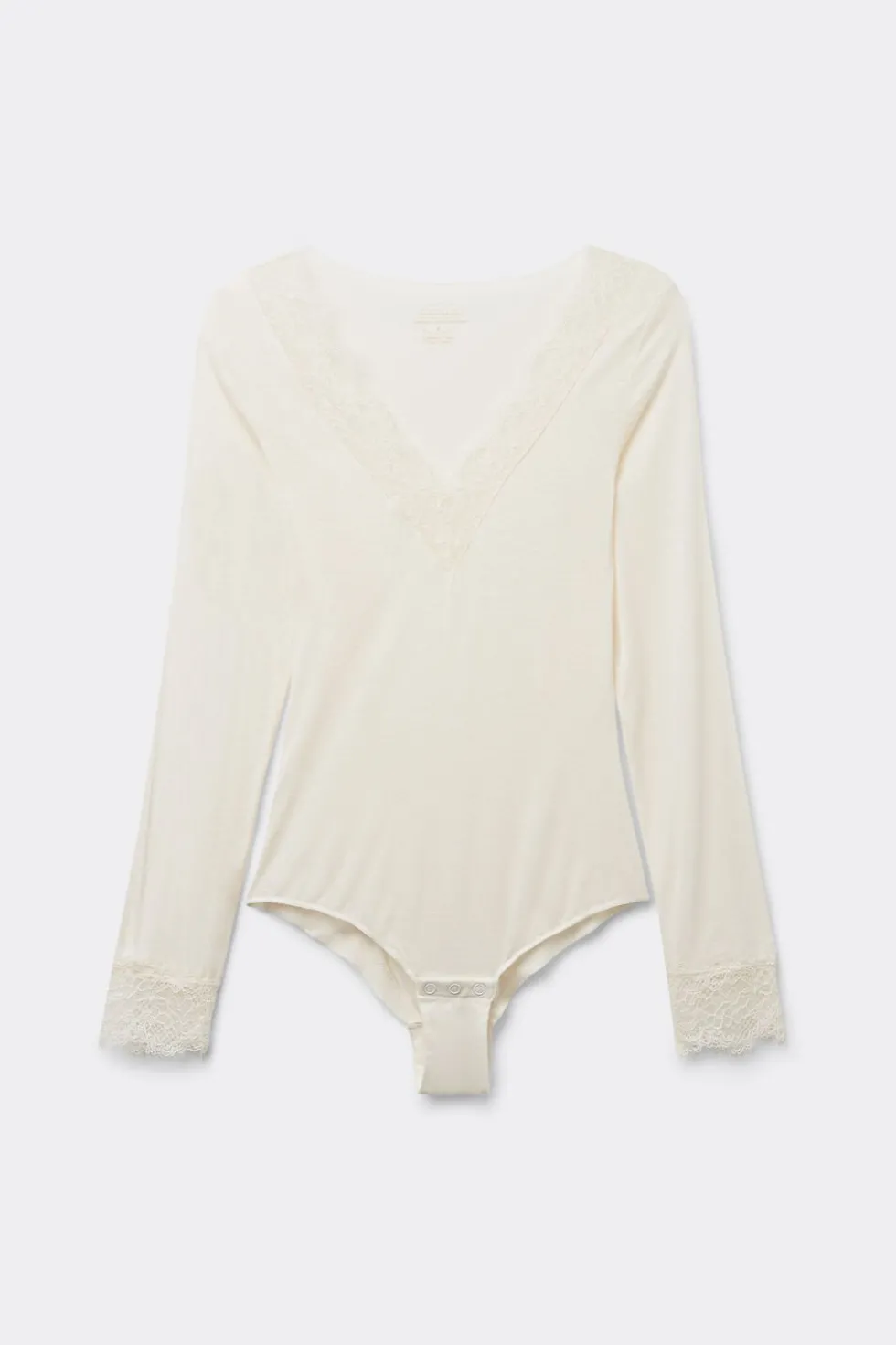 Long Sleeve Bodysuit in Ultralight Modal with Cashmere and Lace