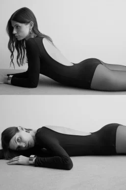 Long Sleeve Essential Modal Bodysuit with Open Back